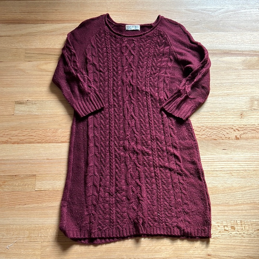 Pink Rose burgundy sweater dress